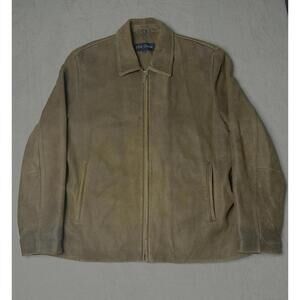 J.Park Collection Men’s Brown Leather Evening Winter Jacket Size Large Heavy 90s